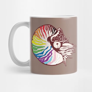 Queerutili - LGBTQ+ Queer Pride Flag Nautilus Ammonite Pride in STEM Paleontology Mug